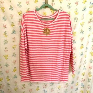 XL Lilly Pulitzer Striped Tina Top Gold Seashell